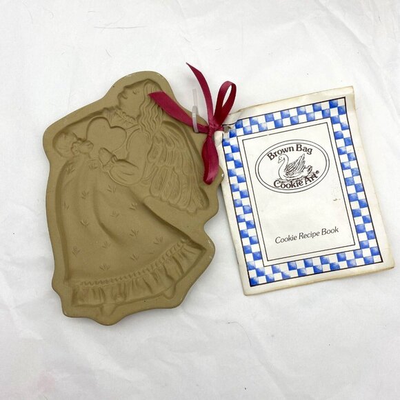 Christmas Brown Bag Cookie Art Angel Mold 1987 Hill Vintage w Recipe Tag Booklet - Picture 1 of 10